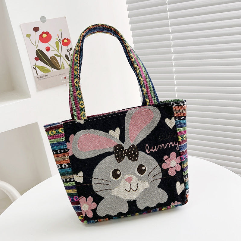 double sided embroidery printed bag