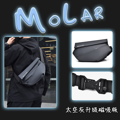 A Men's Crossbody Bag Breast Bag Men's Cycling Bag Locomotive Shoulder Backpack Boys Sports Commuter Bag Tide