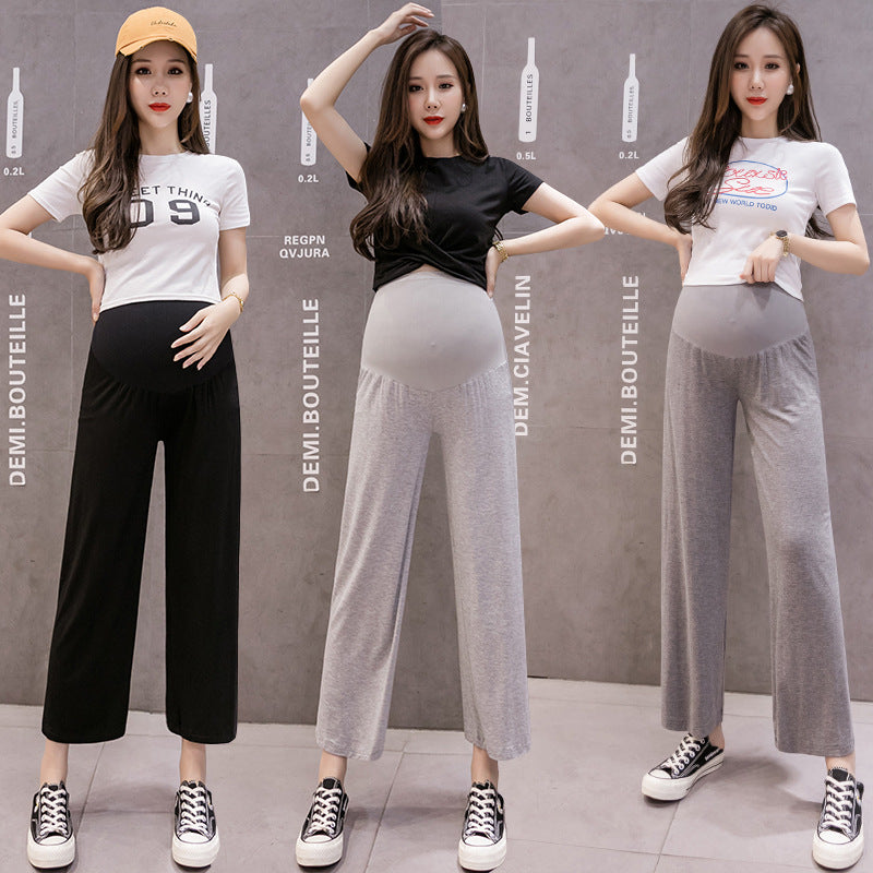 A 2024 maternity pants spring and summer thin fashion outer wear pregnancy large size wide leg support summer leggings