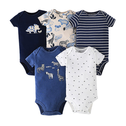 Children's summer new infant short-sleeved triangle clothes crawling clothes, five baby onesies, price for 5 piece 0.28kg