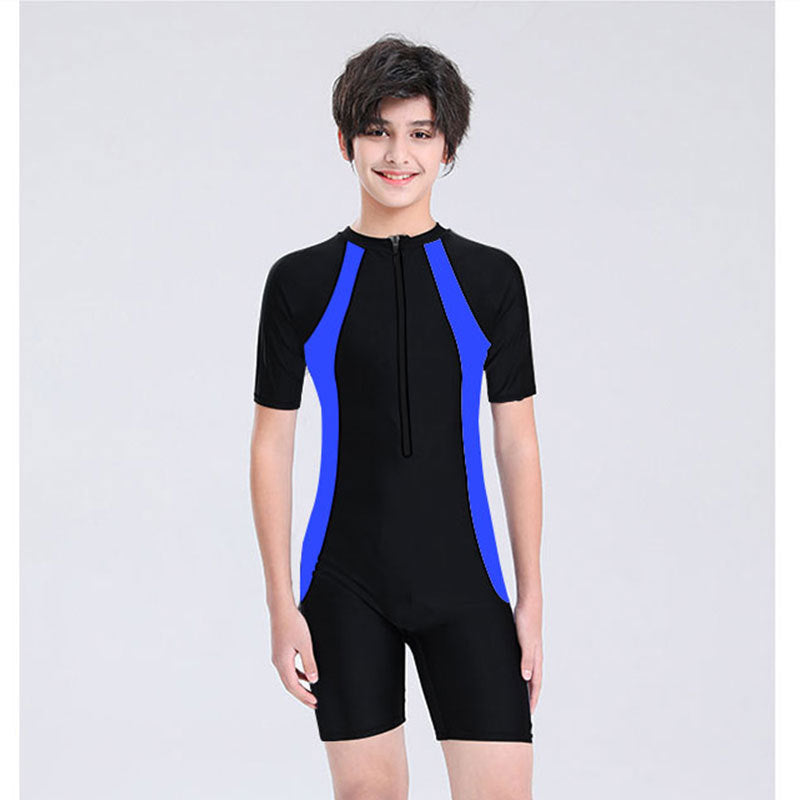 Children's one-piece swimsuit cute quick-drying breathable middle boy girl baby hot spring swimming training swimsuit set