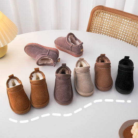 A Korean version of students, children's low-top snow boots, winter new men's and women's middle-aged and older children's thickened cotton shoes