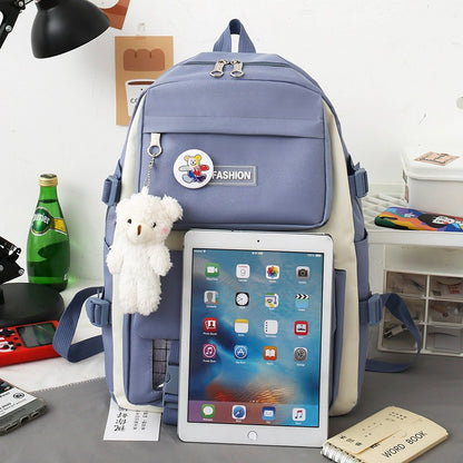 A new type of backpack for elementary school students in grades 3 to 5 and 6, women's Korean version, large capacity five piece set, children's backpack, backpack, backpack