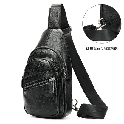 First layer cowhide men's shoulder messenger bag versatile men's leisure sports satchel business men's high-end leather breast bag