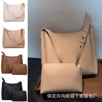 A Two piece Set Mother Bag Women's Bag Fashion 2024 Spring New Soft Leather One Shoulder Women's Bag Large Capacity Handbag Women's Bag