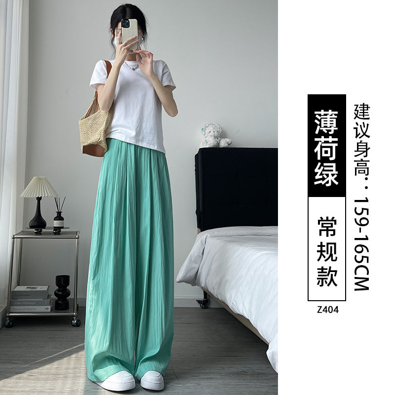 A Yamamoto pants women's summer 2024 new high-waisted straight tube small lazy cotton and linen ice silk wide-leg pants children look thin