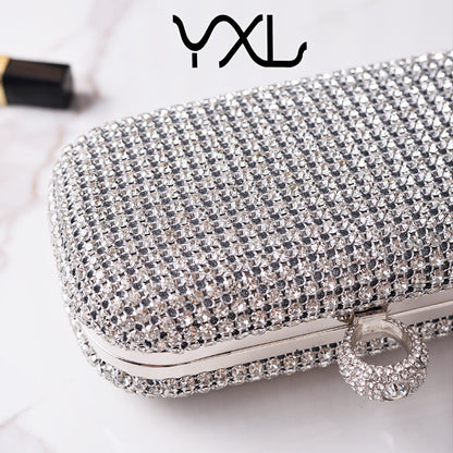 A Yixinglong factory direct sales rhinestone dinner bag silver big diamond party bag noble and shiny banquet bag cross-border women's bag