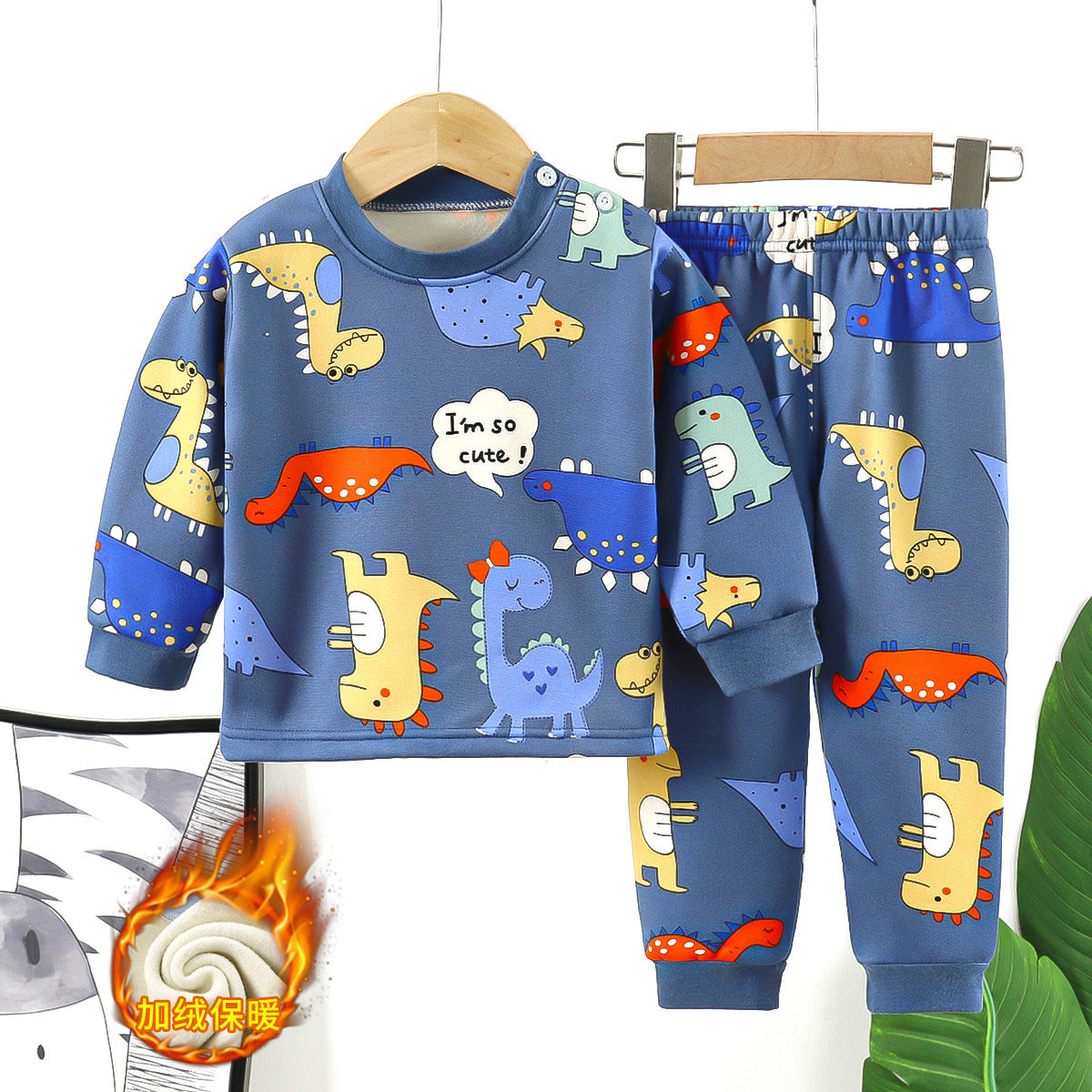 A Children's thermal underwear set Boys, middle children and girls fleece thickened long johns baby pajamas infant children's clothing