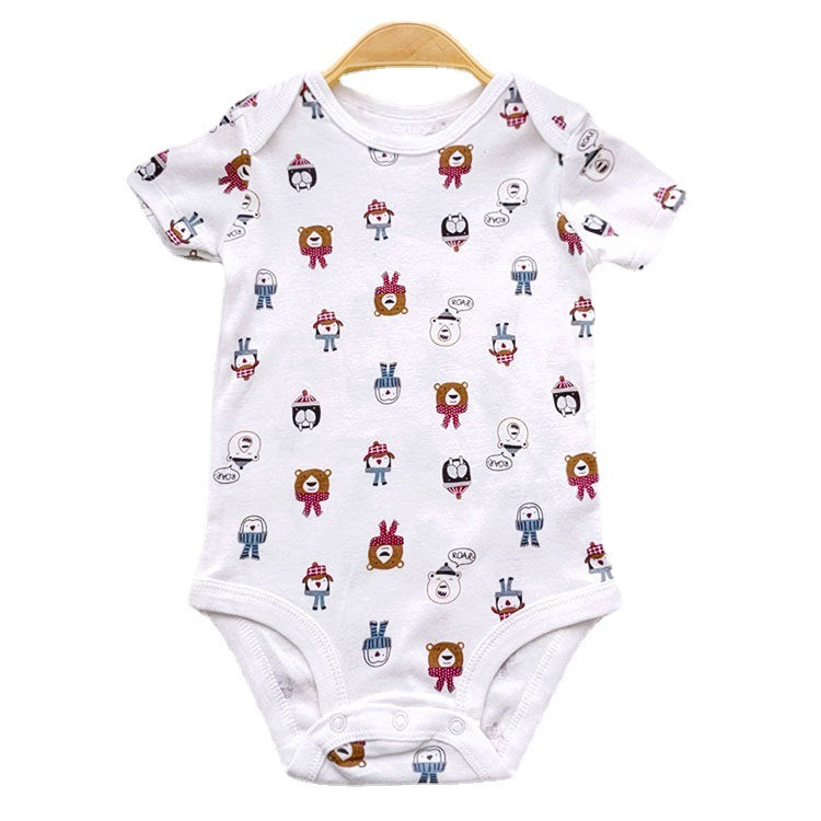 Wholesale of short sleeved jumpsuit for male and female infants and young children, newborn pure cotton wrapped buttocks, baby cartoon summer children's clothing