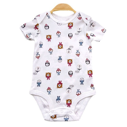 Wholesale of short sleeved jumpsuit for male and female infants and young children, newborn pure cotton wrapped buttocks, baby cartoon summer children's clothing