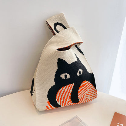 tote bag, cute animal handbag, knitted women's handbag