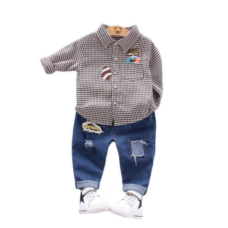 Boys' Autumn Set Long sleeved Cartoon Shirt 0 Infant and Young Children's Shirt 1-2-3-5 Year Old Trend 0.3kg