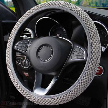 Massage Coarse Mesh Ringless Elastic Steering Wheel Cover Gear Cover Handbrake Cover Handlebar Cover 2-3 Piece Set (MOQ:10 SET ,If buy one piece need 1usd extra fee)