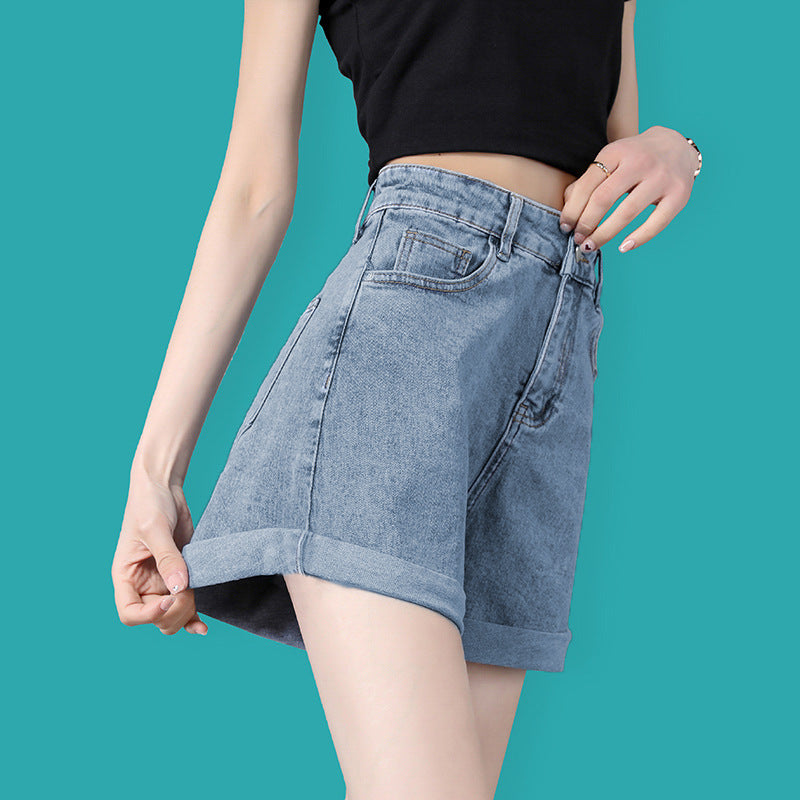 A 608 denim shorts women's summer 2024 new high waist thin loose a word small wide leg hot pants