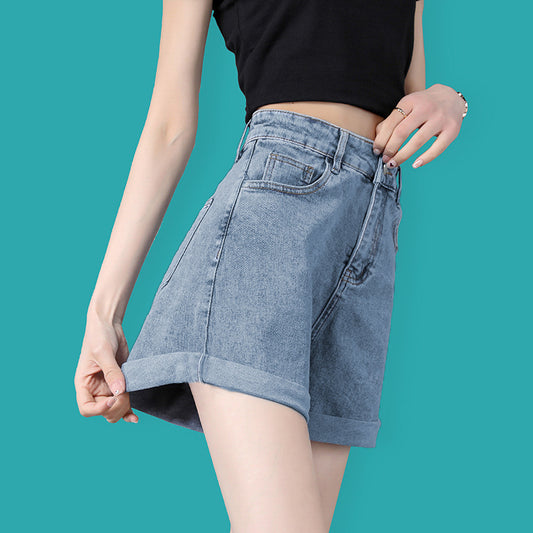 A 608 denim shorts women's summer 2024 new high waist thin loose a word small wide leg hot pants