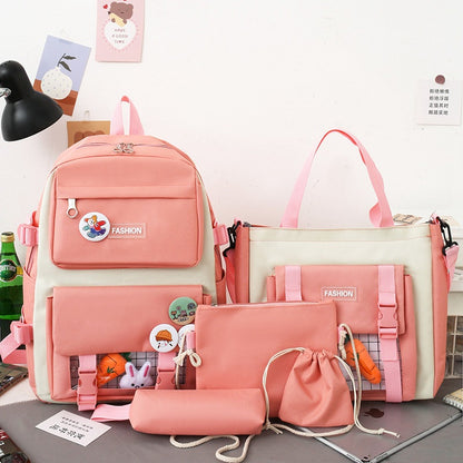 A new type of backpack for elementary school students in grades 3 to 5 and 6, women's Korean version, large capacity five piece set, children's backpack, backpack, backpack