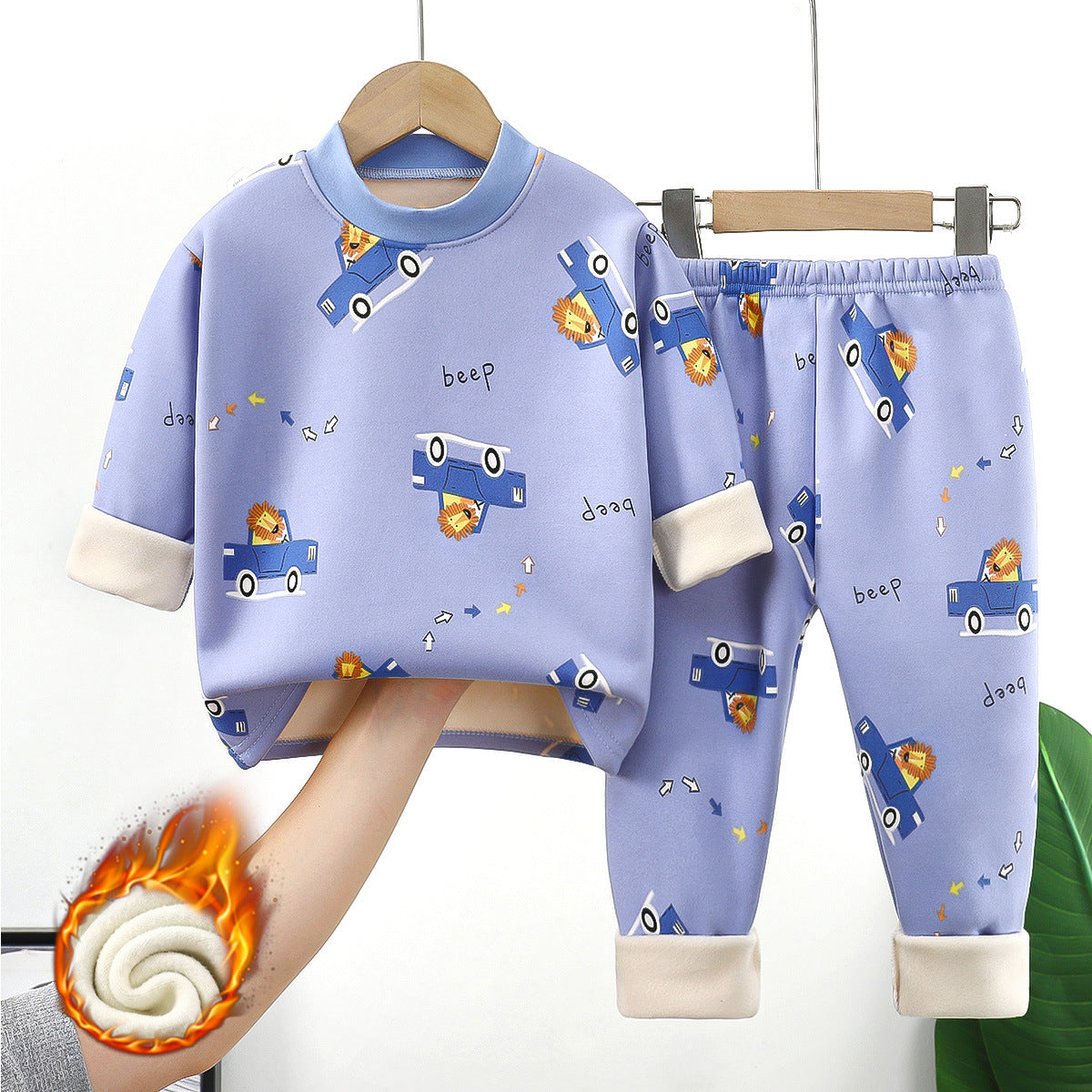 A Children's thermal underwear set Boys, middle children and girls fleece thickened long johns baby pajamas infant children's clothing