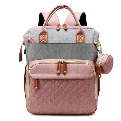 Bolso de mamá clásico decorado con una pequeña billetera Zero, bolso multifuncional para madre y bebé con carga USB, bolso ligero de color sólido para mamá, 0,77 kg 