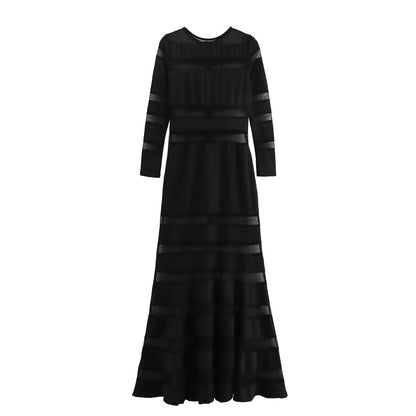 A European and American cross-border women's clothing wholesale women's black splicing dress