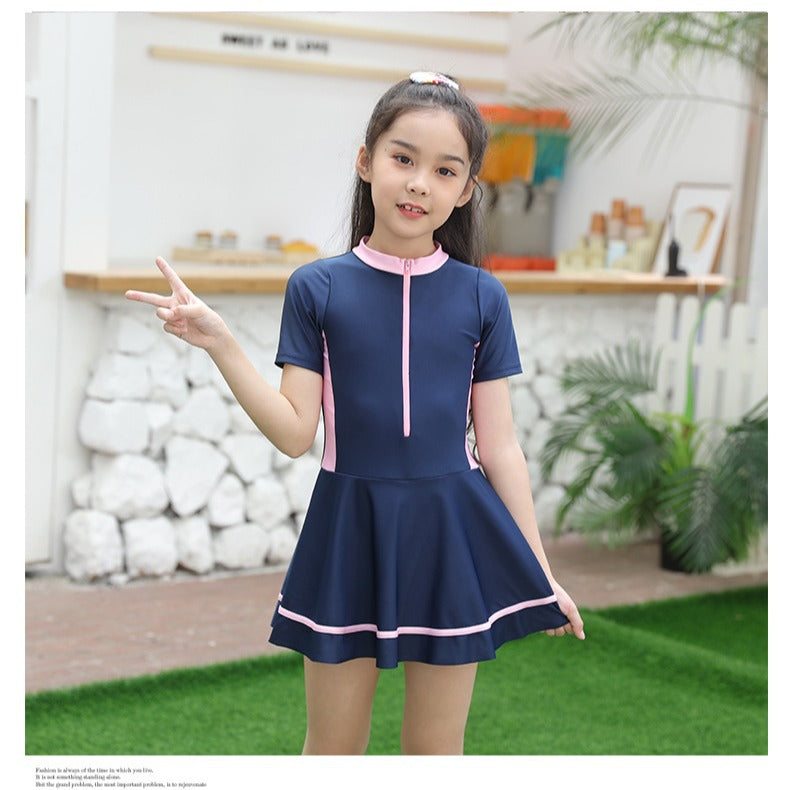 Wholesale of children's swimsuits, girls' swimsuits, one piece, South Korea, children's babies, foreign trade, conservative girls, student swimsuits, 0.2KG