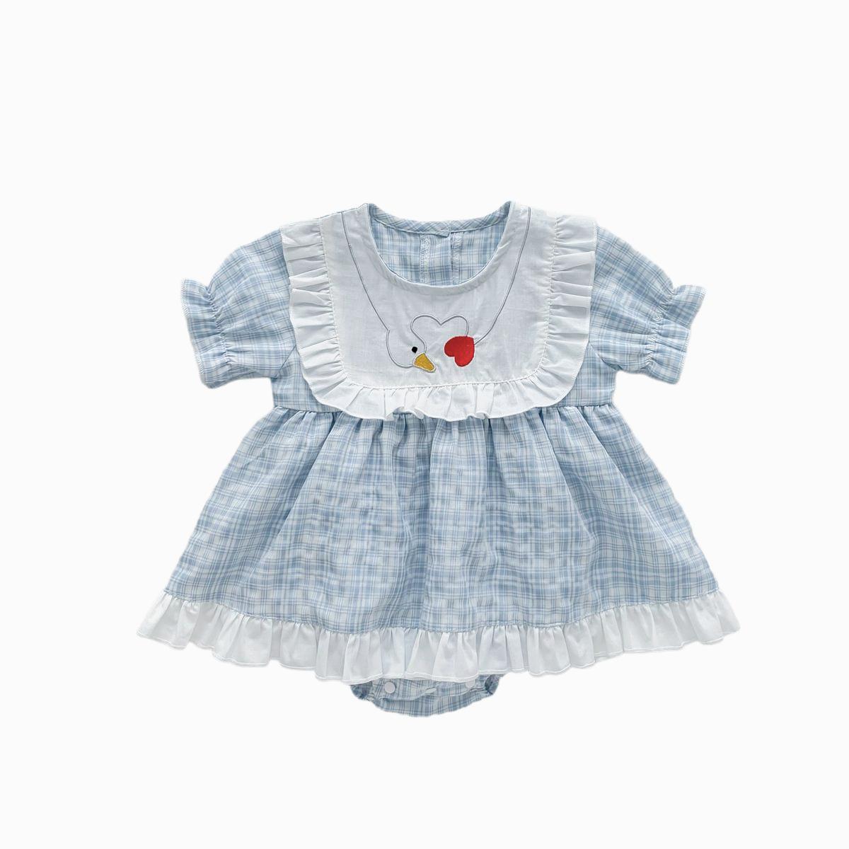 A Summer Fart Skirt 2024 Summer New Infant and Toddler Checkered Harper Dress Fashionable Girl Cute Internet Red Crawler