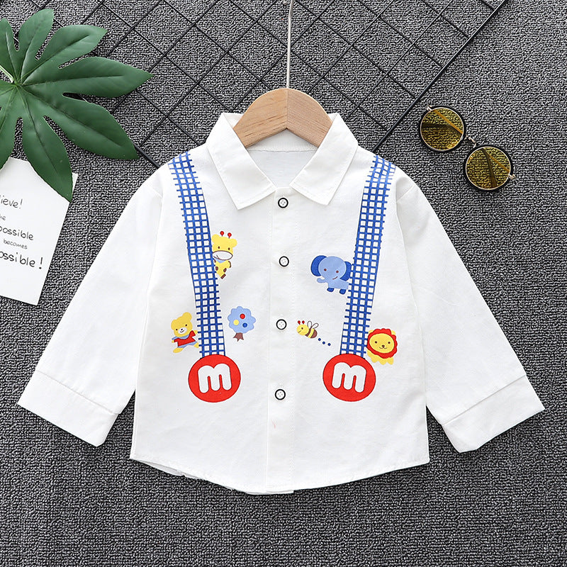 Spring New Boys Inner Lapel Shirt Long sleeved Boys Versatile Casual Outwear Top 0.3kg