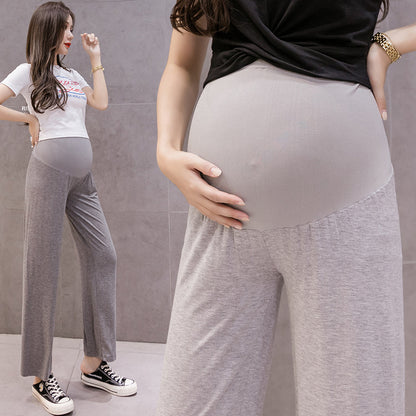 A 2024 maternity pants spring and summer thin fashion outer wear pregnancy large size wide leg support summer leggings