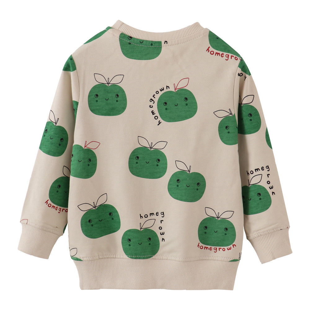 A European and American style brand children's clothing autumn and winter cotton long-sleeved sweater top, girls' long-sleeved terry sweater children's clothing