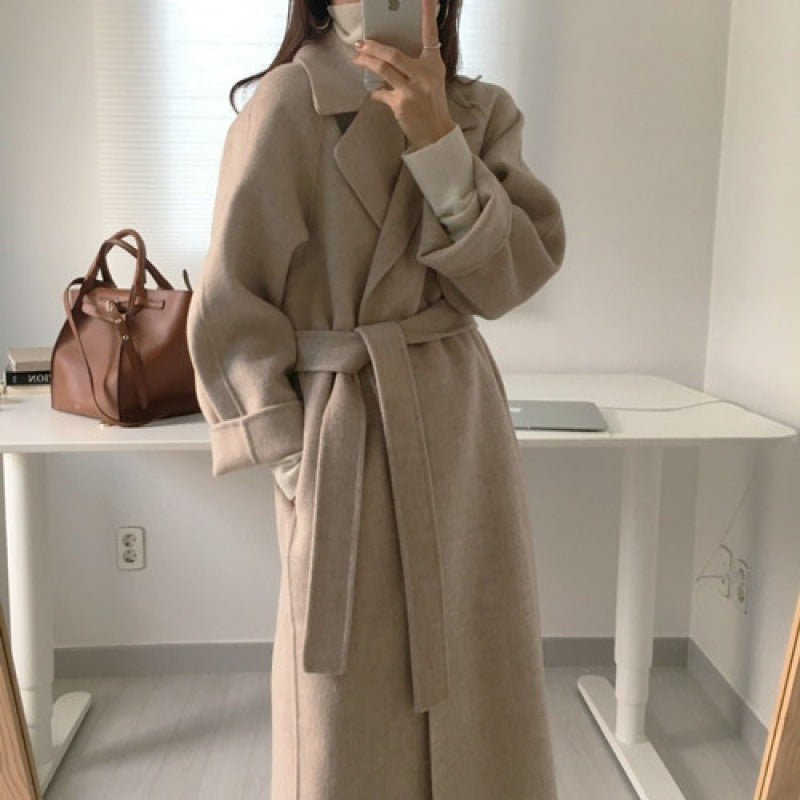 A Korean woolen coat women's autumn and winter new small medium and long French wool woolen coat