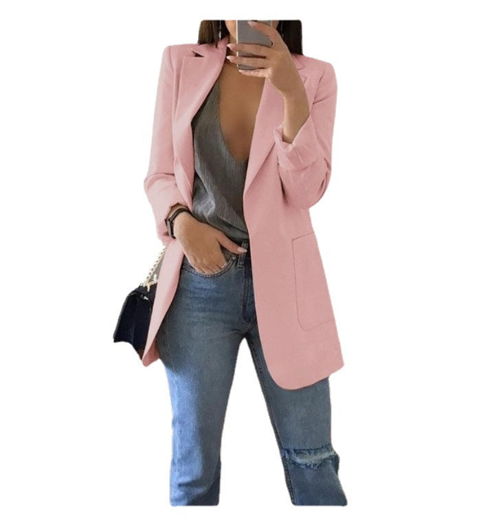 Wish Amazon 2023 four seasons new European and American fashion lapel slim cardigan temperament blazer women