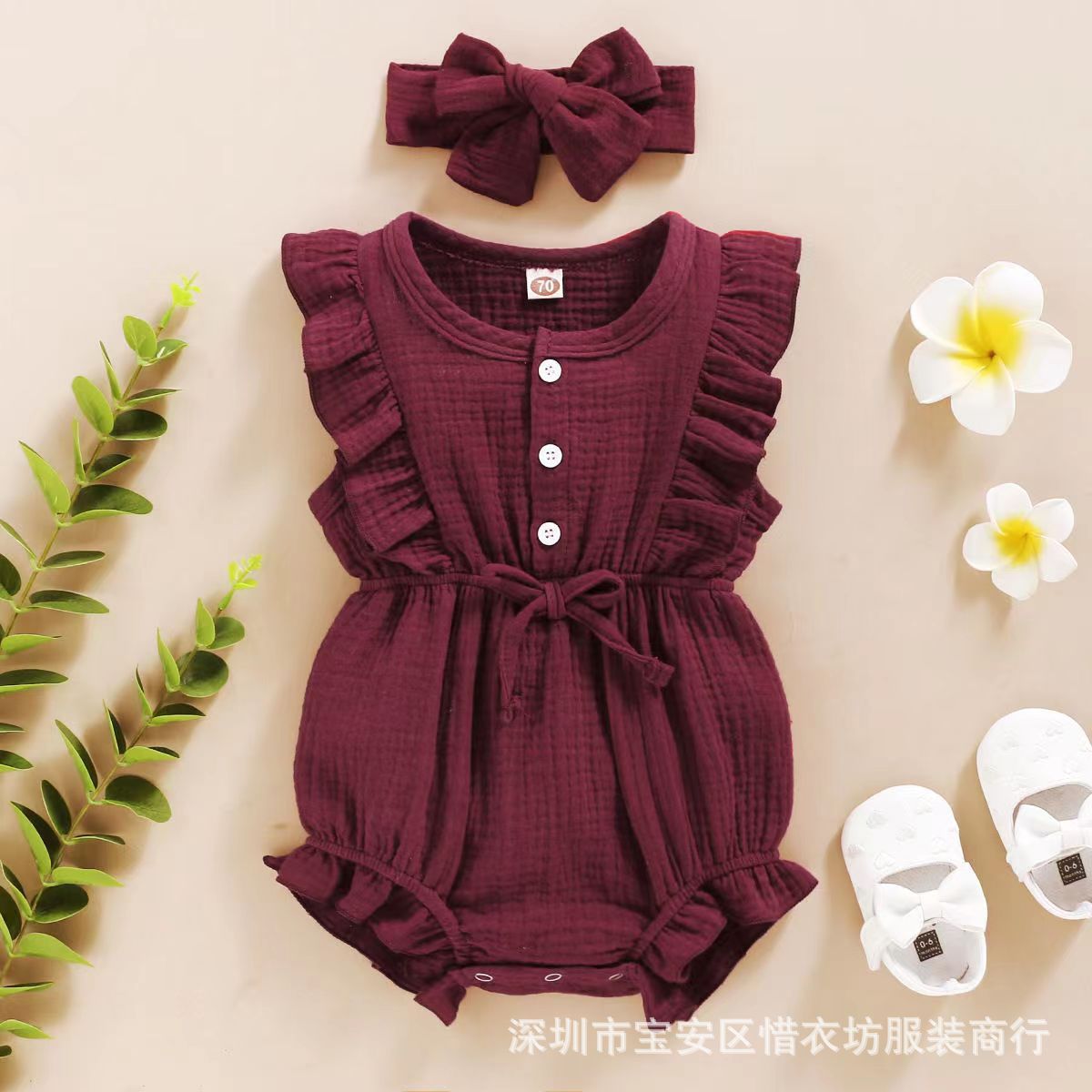 Summer baby onesies, ins, popular newborn bags, fart clothes, baby girls, sleeveless clothes, foreign climbing clothes