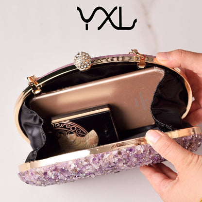 A Cross-border diamond-encrusted dinner bag Round diamond evening bag Handle cheongsam bag Foreign trade banquet bag Factory direct sales bags