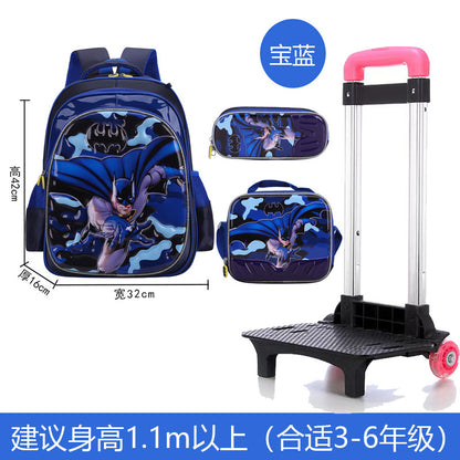 A Factory spot new foreign single three-piece backpack boys, girls, primary school students, children's trolley schoolbags, large capacity