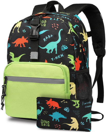 Nueva mochila escolar de tres piezas con diseño de dinosaurio de dibujos animados de Amazon para niños en edad escolar primaria, bolsa para bolígrafos con carga reducida y protección para la columna vertebral 