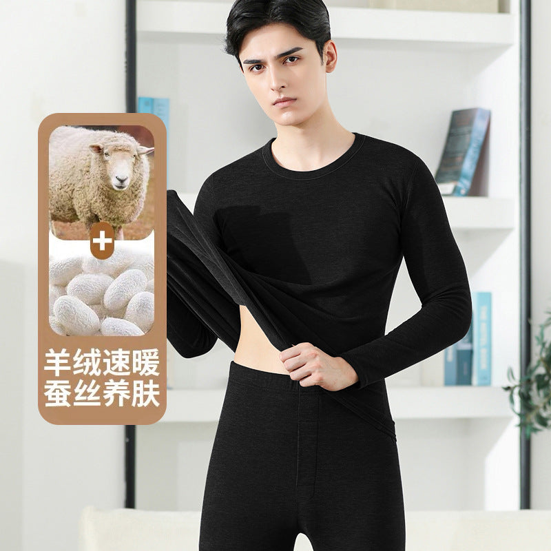 A cashmere silk men's and women's suit thickened fleece long johns German fleece thermal underwear couple primer winter