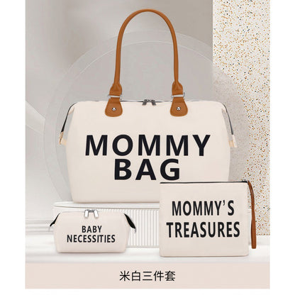 Travel Mommy Bag Three Piece Set Large Capacity Baby Diaper Bag Tote Bag Dry Wet Separation One Shoulder Handbag 1 kg