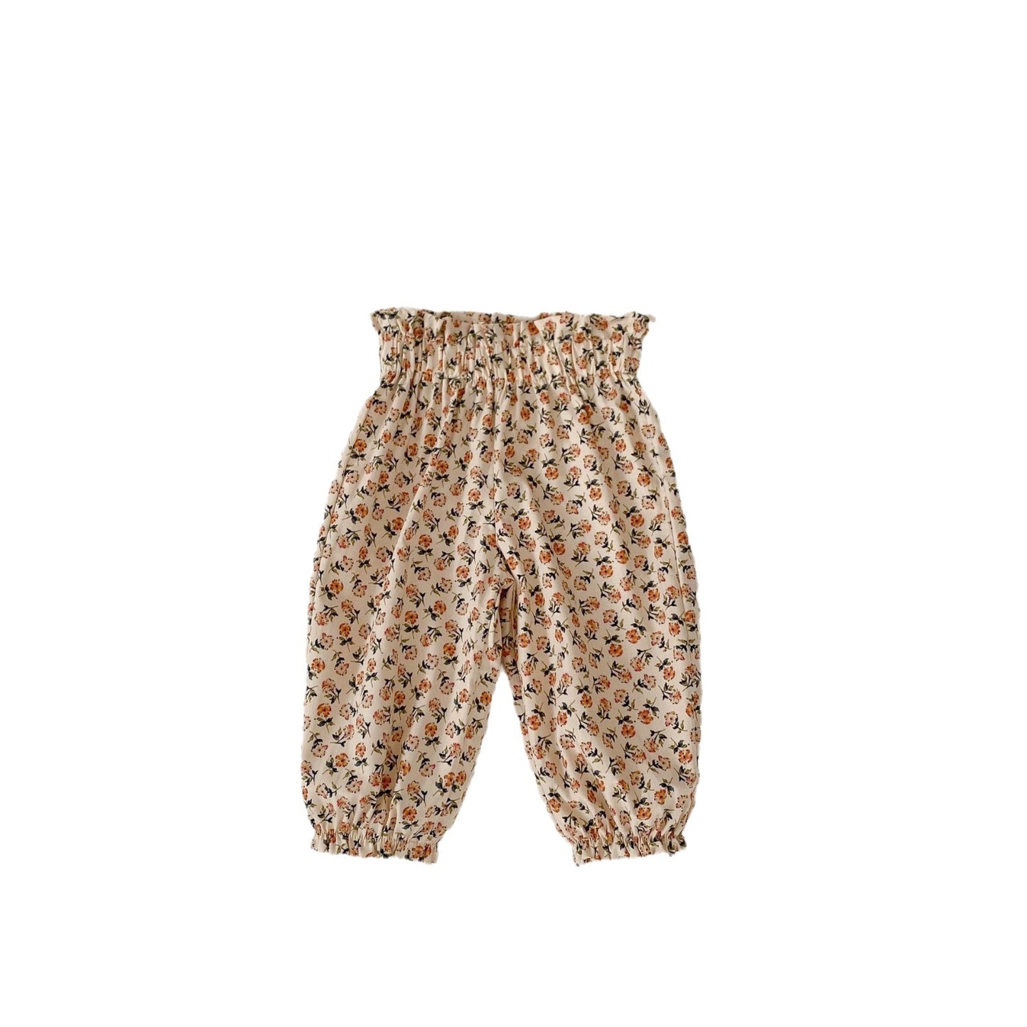 Pantalones para niñas 2024 Verano Nuevos Pantalones para bebés de algodón de clase A con flores pequeñas a prueba de mosquitos Pantalones largos con lazo en los pies Ropa para niños 