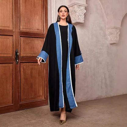 Women's Cardigan Robe Elegant Contrasting Tassel Dress Middle East Muslim Dubai Arab