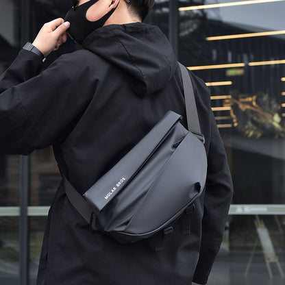 A Men's Crossbody Bag Breast Bag Men's Cycling Bag Locomotive Shoulder Backpack Boys Sports Commuter Bag Tide