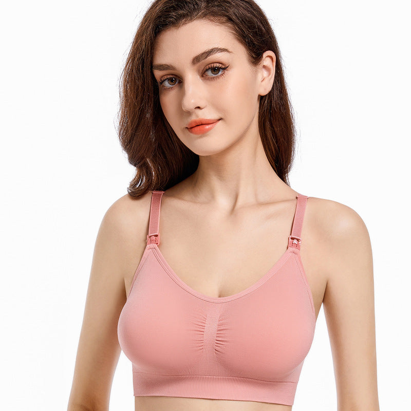 A Adjustable breastfeeding postpartum breastfeeding underwear women's no steel ring gathering comfortable breathable upper buckle seamless bra bra