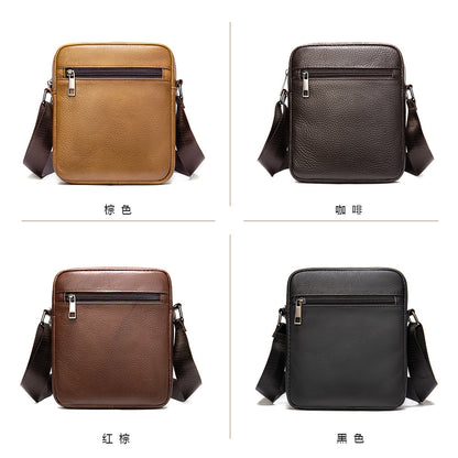 Business men's genuine leather small shoulder bag daily first layer cowhide commuting high-end genuine small satchel men's messenger bag