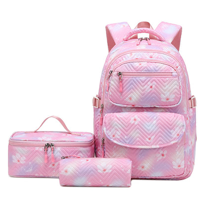 Un nuevo conjunto de tres piezas con estampado de Amazon, mochila transparente y dulce para estudiantes, conjunto de tres piezas con mochila de moda 