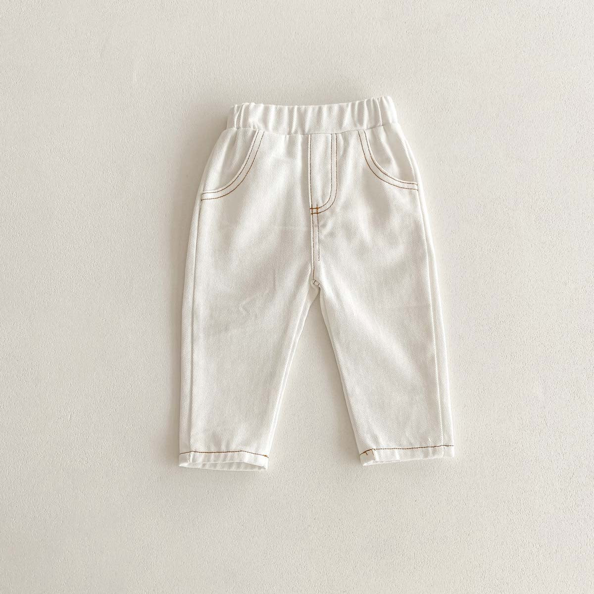 A Children's Solid Color Jeans Baby 0-5 Year Old Korean Soft Pants Newborn Boys Simple Autumn Casual Pants