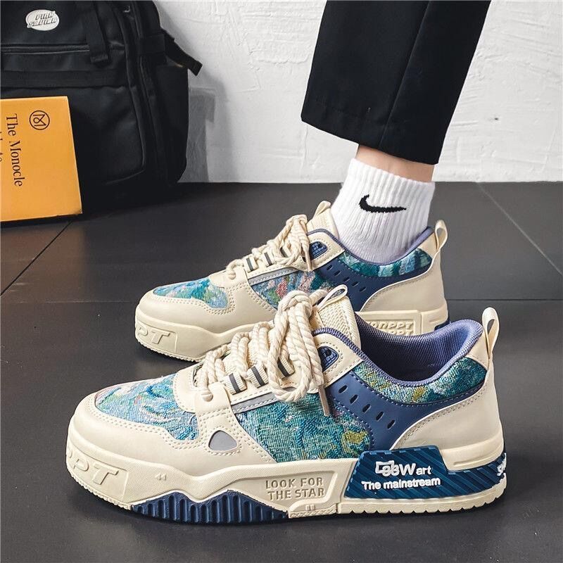 Zapatos de primavera para hombre, nuevos zapatos de lona transpirables para hombre, zapatillas deportivas de plataforma versátiles de tendencia estudiantil, zapatos de papá para hombre 