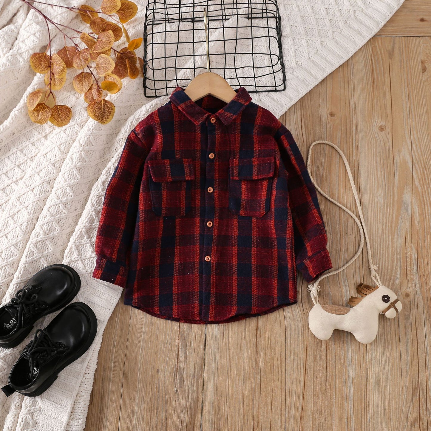 A kids wear cross-border foreign trade popular children's clothing boys and girls multi-colored plaid long-sleeved tops, spring and autumn shirts