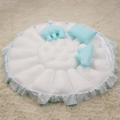 A new baby multi-function adjustable game mat sleeping bed round solid color lace game mat climbing mat crawling mat