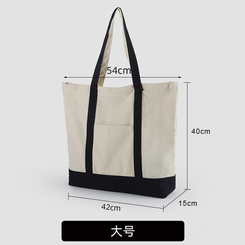 A thickened canvas supermarket environmental protection bag large capacity new cross-border grocery shopping bag strong zipper tote bag can be printed logo