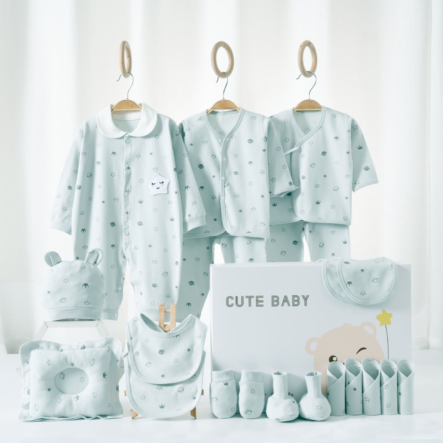 Baby gift box, newborn autumn and winter baby clothes, pure cotton set, male newborn female full term baby gift, 1.5kg