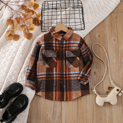 A kids wear cross-border foreign trade popular children's clothing boys and girls multi-colored plaid long-sleeved tops, spring and autumn shirts