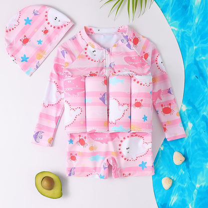 A Girls Boys SwimsuitsOne-piece Baby Girls Swimwear Children's Surf Clothes Tide Buoyancy Swimsuit Wholesale 0.3KG